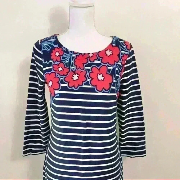 Talbots Stripes and Flowers Fitted Shift Dress - Picture 4 of 8